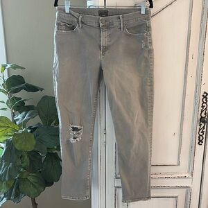 MOTHER The Dropout Dye Graphite Distressed Jeans, Women’s Size 28